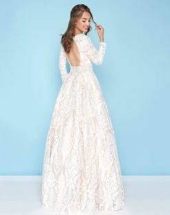 Mac Duggal - 66334H Sequin Deep V-neck Ballgown