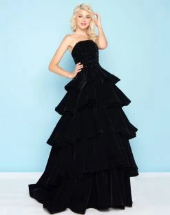 Mac Duggal - 66344H Ruffled Straight Across Ballgown