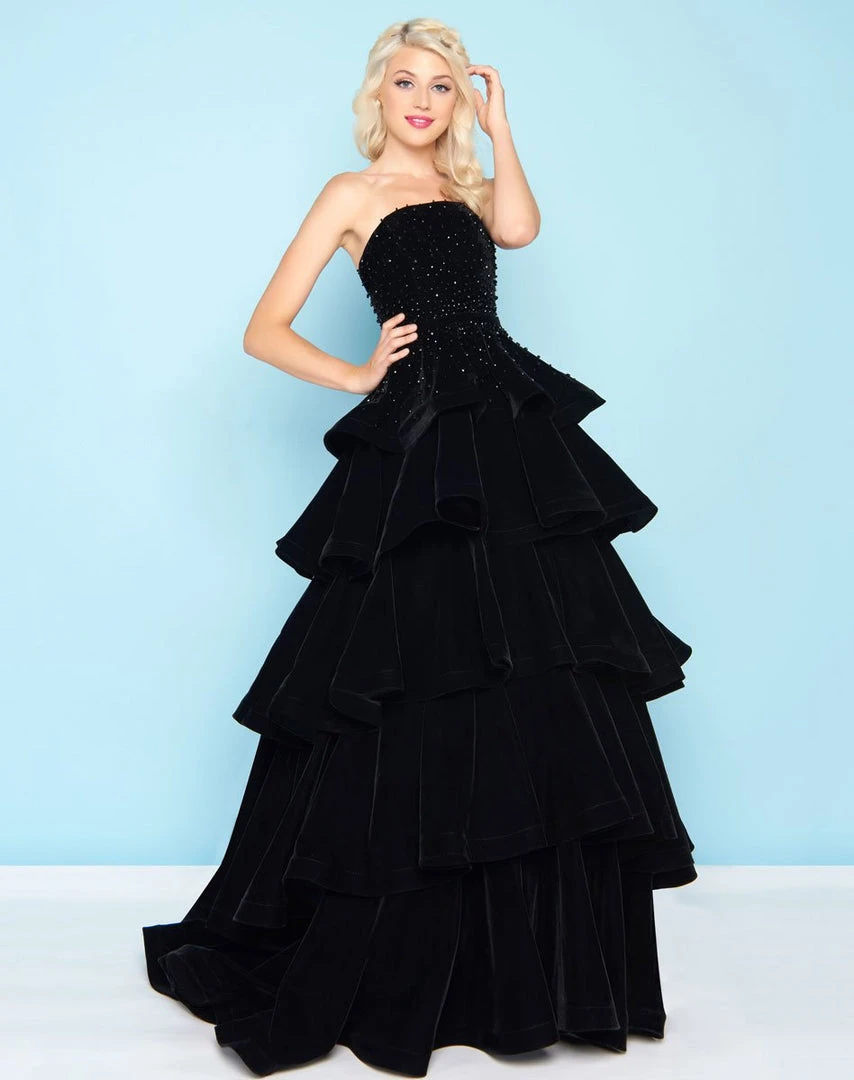 Mac Duggal - 66344H Ruffled Straight Across Ballgown 3 Mac Duggal - 66344H Ruffled Straight Across Ballgown