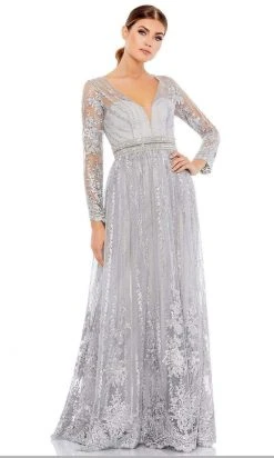Mac Duggal - 66591 Embroidered Long Sleeve A-Line Gown 9 Mac Duggal - 66591 Embroidered Long Sleeve A-Line Gown