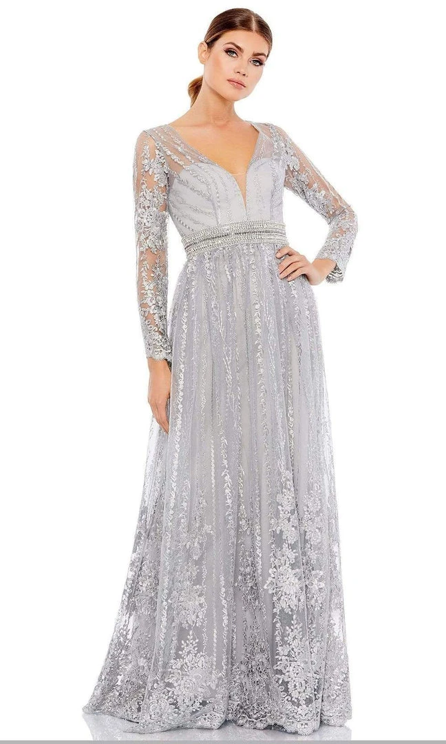 Mac Duggal - 66591 Embroidered Long Sleeve A-Line Gown 6 Mac Duggal - 66591 Embroidered Long Sleeve A-Line Gown