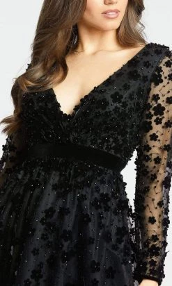 Mac Duggal - 67502 Floral Applique V Neck A-Line Gown