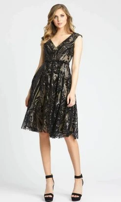 Mac Duggal - 67514 Cap Sleeves Embellished Dress