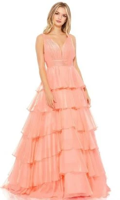 Mac Duggal - 67553 Deep V Neck Tiered A-Line Gown