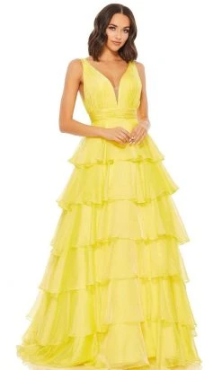 Mac Duggal - 67553 Deep V Neck Tiered A-Line Gown