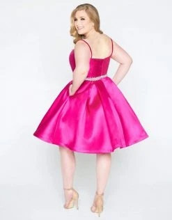 Mac Duggal - 67605F Vibrant Satin Beaded Waist Cocktail Dress