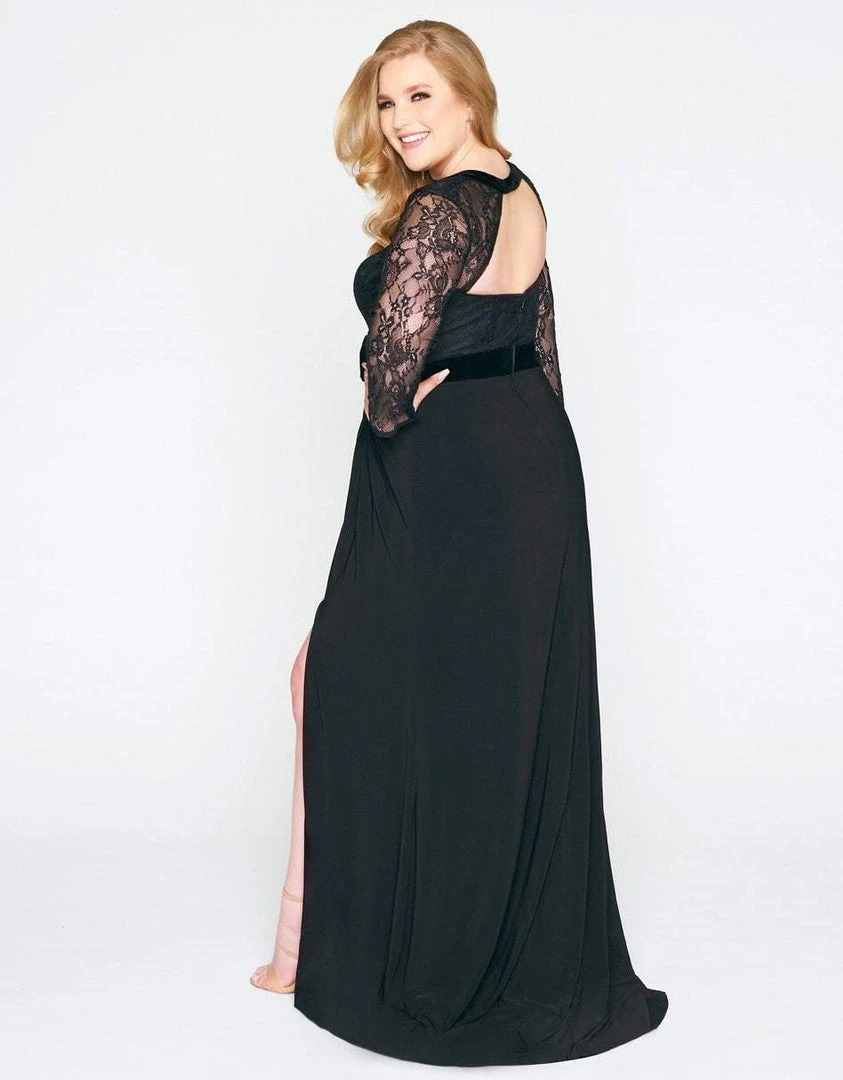 Mac Duggal - 67607F Lace Long Sleeve Fitted Dress With Train 4 Mac Duggal - 67607F Lace Long Sleeve Fitted Dress With Train