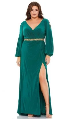 Mac Duggal - 67747 Long Split Sleeve V Neck Dress 9 Mac Duggal - 67747 Long Split Sleeve V Neck Dress