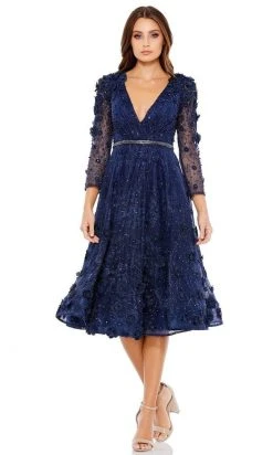 Mac Duggal - 67809 Lace Floral Low V Neck Dress