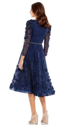 Mac Duggal - 67809 Lace Floral Low V Neck Dress