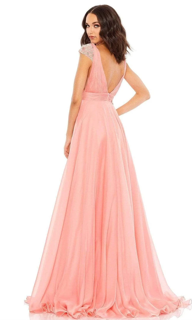 Mac Duggal - 67811 Beaded Sleeve Chiffon Slit Dress 4 Mac Duggal - 67811 Beaded Sleeve Chiffon Slit Dress