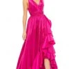 Mac Duggal - 67835 V Neck Taffeta High Low Dress
