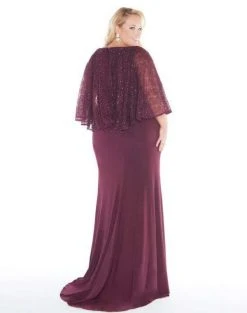 Mac Duggal - 77308F Embellished Cape-like V-neck Sheath Dress