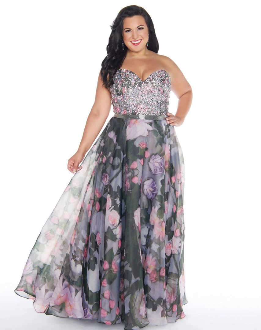 Mac Duggal - 77390F Floral Print Strapless A-line Gown 3 Mac Duggal - 77390F Floral Print Strapless A-line Gown
