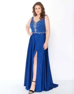 Mac Duggal - 77391F Sleeveless Embellished V-neck A-line Dress