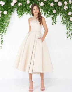 Mac Duggal - 79177D Sheer Jewel Neck Brocade Cocktail Dress