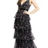Mac Duggal - 9062 Floral Beaded Tiered A-Line Dress 2 Mac Duggal - 9062 Floral Beaded Tiered A-Line Dress