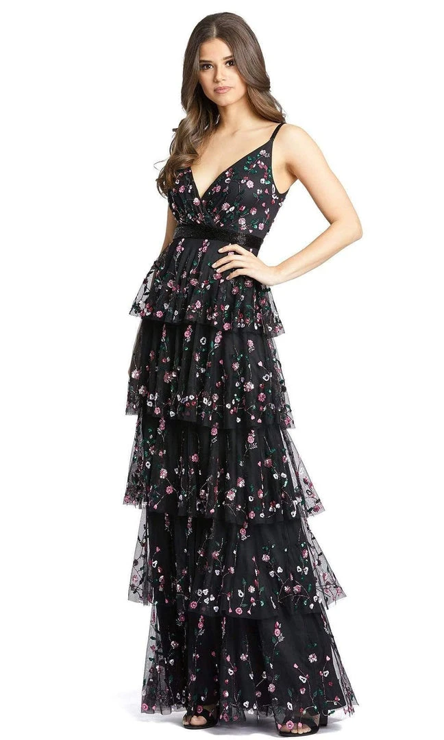 Mac Duggal - 9062 Floral Beaded Tiered A-Line Dress 3 Mac Duggal - 9062 Floral Beaded Tiered A-Line Dress
