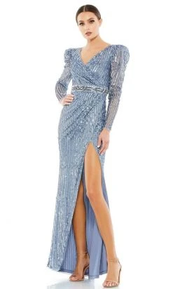 Mac Duggal - 93549 V-Neck High Slit Sheath Dress