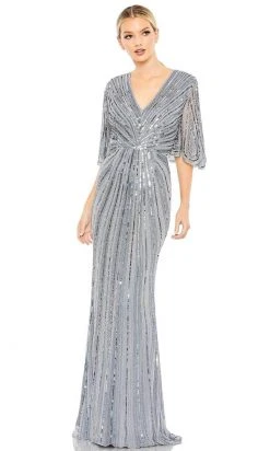 Mac Duggal 93583 - Short Bell Sleeves, Sequins, Full Back, Zipper Closure