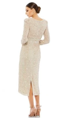 Mac Duggal - 93593 Sequined V Neck Midi Column Dress