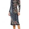 Mac Duggal 93624 - Floral Beadwork Long Sleeved Midi Dress