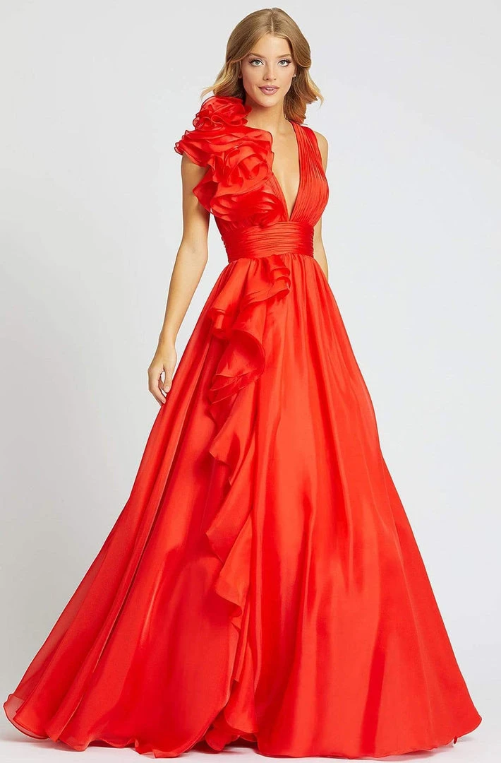 Mac Duggal Ballgowns - 48856H Ruffle Accent Sleeveless V Neck Ballgown 3 Mac Duggal Ballgowns - 48856H Ruffle Accent Sleeveless V Neck Ballgown