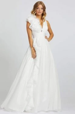 Mac Duggal Ballgowns - 48856H Ruffle Accent Sleeveless V Neck Ballgown 11 Mac Duggal Ballgowns - 48856H Ruffle Accent Sleeveless V Neck Ballgown