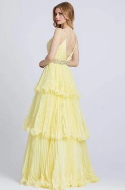 Mac Duggal Ballgowns - 48857H V Neck Beaded Waist Three-Tiered Gown