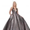 Mac Duggal Ballgowns - 66731H Two Tone Deep Halter V-neck Ballgown