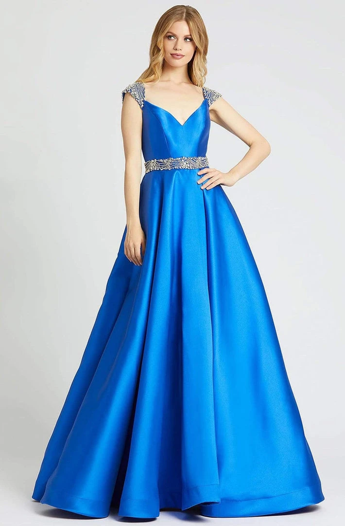 Mac Duggal Ballgowns - 67097H Crystal Beaded V Neck Satin Ballgown 3 Mac Duggal Ballgowns - 67097H Crystal Beaded V Neck Satin Ballgown