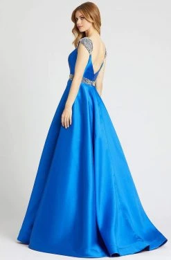 Mac Duggal Ballgowns - 67097H Crystal Beaded V Neck Satin Ballgown