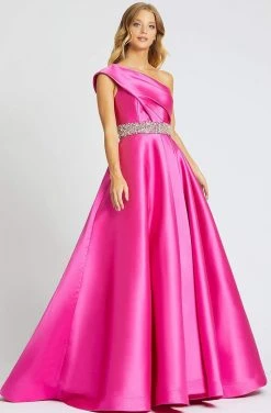 Mac Duggal Ballgowns - 67101H Beaded Accent One Shoulder Neckline Gown