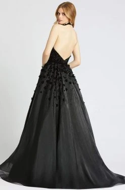 Mac Duggal Ballgowns - 67111H Beaded Floral Appliques Halter Neck Gown