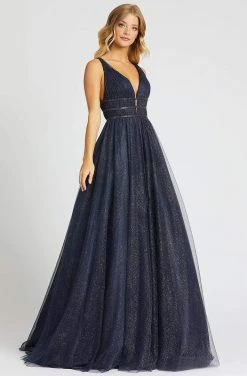 Mac Duggal Ballgowns - 67342H Deep V-neck Glittery Ballgown
