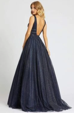 Mac Duggal Ballgowns - 67342H Deep V-neck Glittery Ballgown