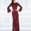 Mac Duggal Beaded Long Bell Sleeves Evening Gown 4576R 2 Mac Duggal Beaded Long Bell Sleeves Evening Gown 4576R