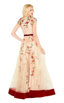 Mac Duggal Black White Red - 40951R Floral Embroidered Gown