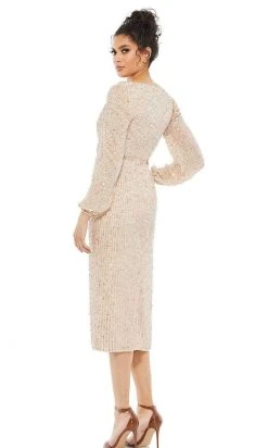 Mac Duggal Cocktail - 10764D Knee Length Sequined Sheath Dress