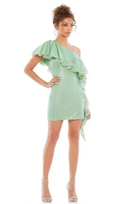 Mac Duggal Cocktail - 10800D Draped One Shoulder Sequin Dress 9 Mac Duggal Cocktail - 10800D Draped One Shoulder Sequin Dress