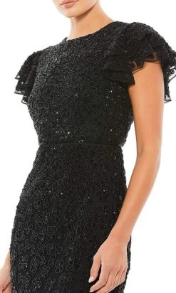 Mac Duggal Cocktail - 10827D Knee Length Flutter Sleeve Sequin Dress 8 Mac Duggal Cocktail - 10827D Knee Length Flutter Sleeve Sequin Dress