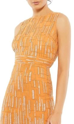 Mac Duggal Cocktail - 93597D Tea Length Geometric Beaded Dress