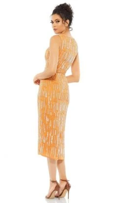 Mac Duggal Cocktail - 93597D Tea Length Geometric Beaded Dress