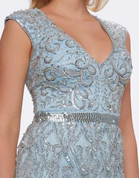 Mac Duggal Couture - 4726D Beaded V-Neck Fringed Evening Dress 4 Mac Duggal Couture - 4726D Beaded V-Neck Fringed Evening Dress