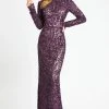 Mac Duggal Couture - 4729D Sequined High Neck Long Sleeves Gown