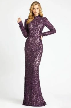 Mac Duggal Couture - 4729D Sequined High Neck Long Sleeves Gown