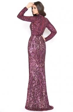 Mac Duggal Couture - 4729D Sequined High Neck Long Sleeves Gown