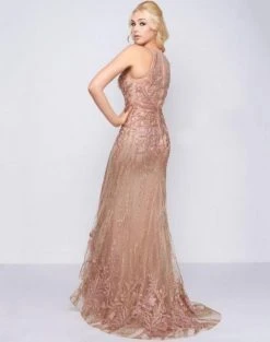 Mac Duggal Couture - 50512D Applique Illusion Halter Trumpet Dress