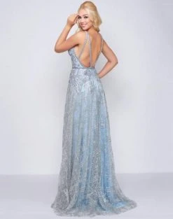 Mac Duggal Couture - 50520D Embellished V-neck A-line Dress With Train