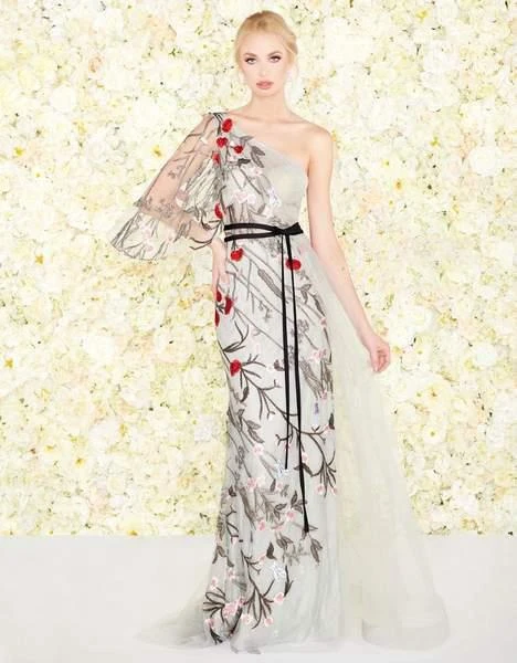 Mac Duggal - Embroidered Lace Trumpet Dress With Train 20124D - 1 Pc Gray Multi In Size 8 Available 3 Mac Duggal - Embroidered Lace Trumpet Dress With Train 20124D - 1 Pc Gray Multi In Size 8 Available